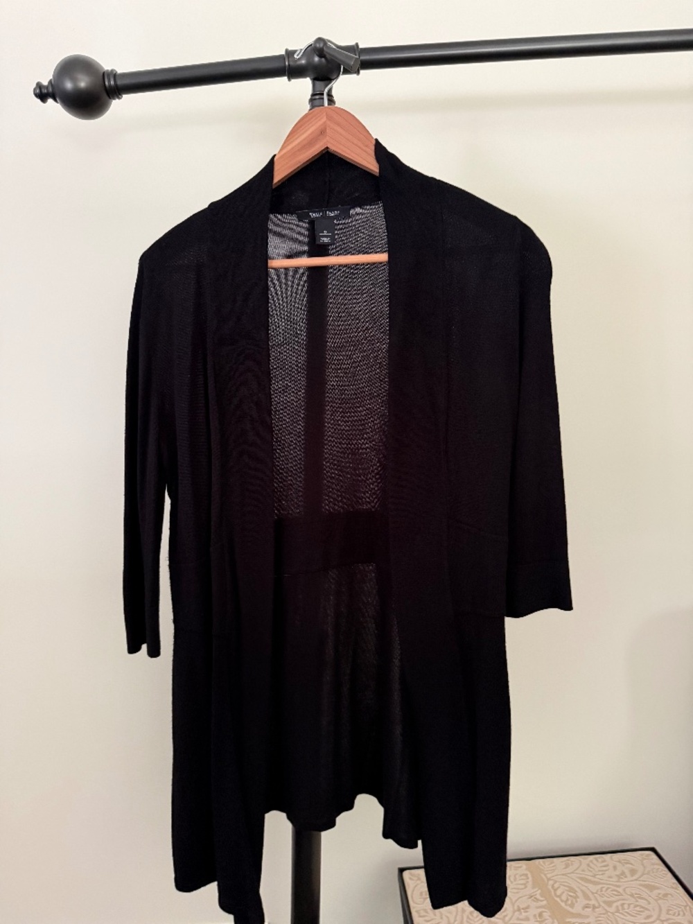 White House Black Market Open Front Ribbed Detail Long Cardigan